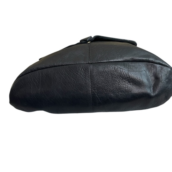 Zara Black Soft Leather Slouchy Oversized Shoulder Hobo Bag Y2K - Picture 5 of 11